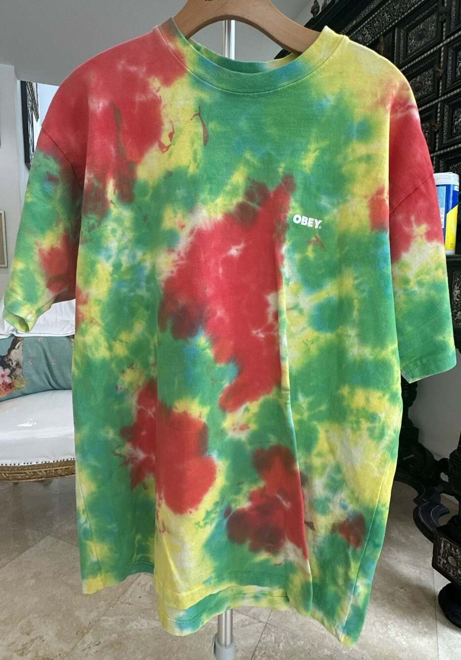 Obey Tie Dye T-Shirt Size M Multicolor Short Sleeve
